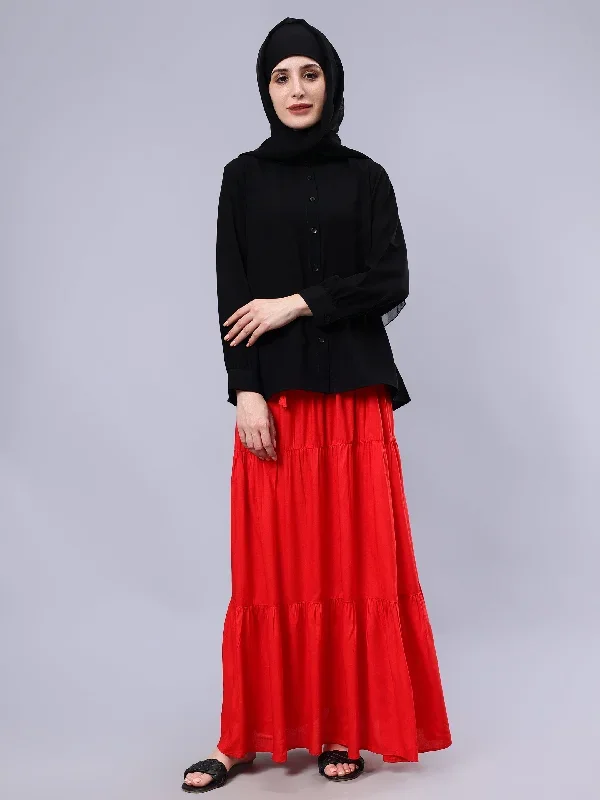 nabia-women-red-solid-flared-maxi-skirt