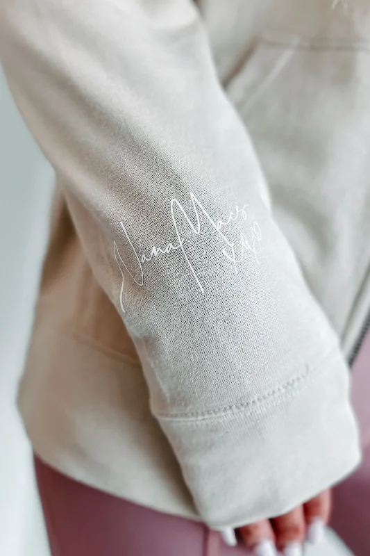 nanamacs-xoxo-graphic-zip-up-hoodie-sand-white-text-sleeve-print-on-demand