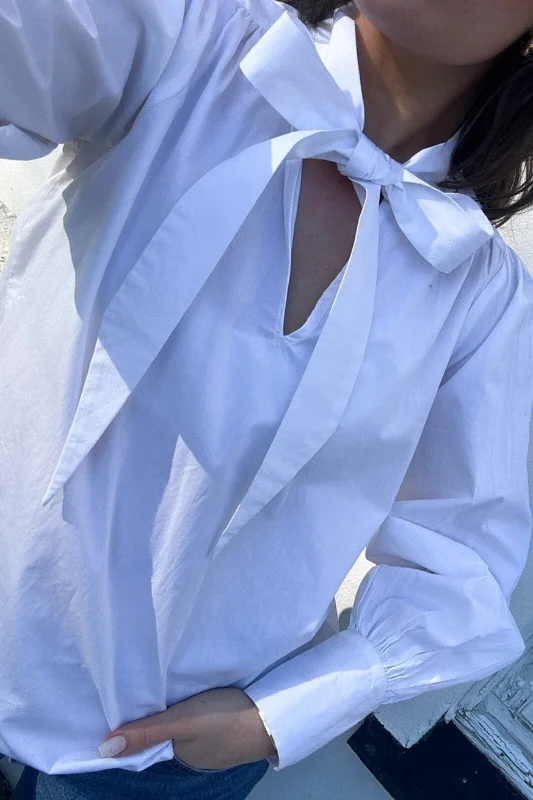 Neo Noir - Jaz Bow C Poplin Blouse - White