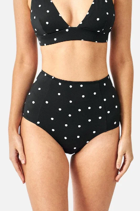 Never Say Never High-Waisted Bikini Bottom POLKA NOIR