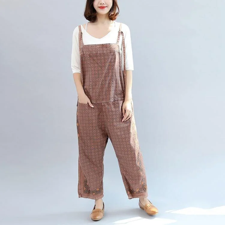 New Cotton Patchwork Prink Trousers Oversize Stylish Jumpsuit Pants