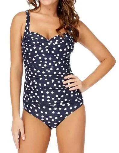 N33345 Niptuck Tankini Singlet Navy Polka Dot Multi Fit