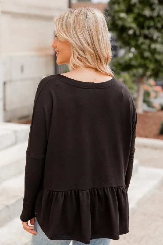 nothing-more-free-black-brushed-knit-button-front-peplum-top