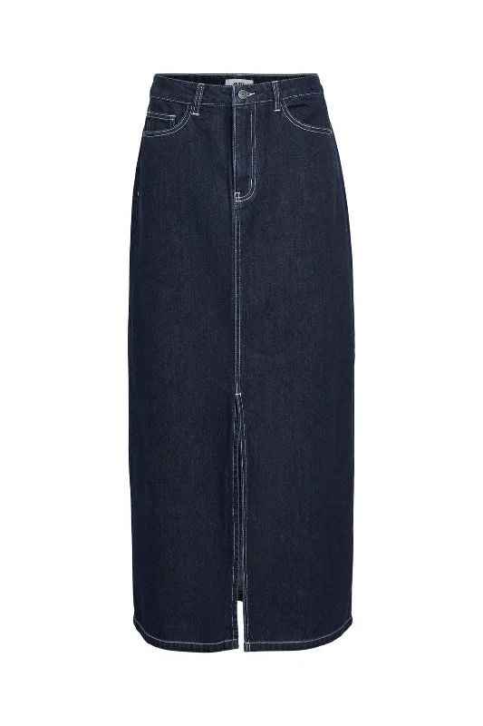 Object - Objlea Denim Long Skirt 129 - 4333003 Dark Blue Denim