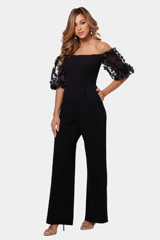 Off The Shoulder Scuba Crepe Jumpsuit