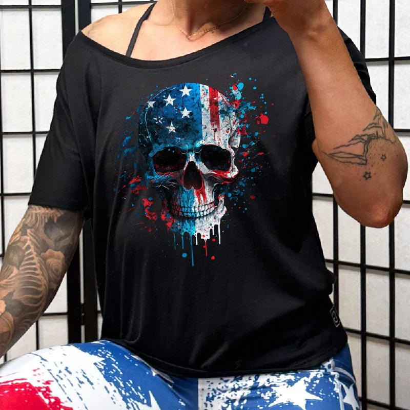 Paint Splatter Flag Skull | Slouchy Tee