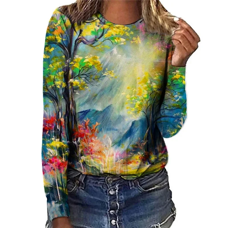 FashionSierra - Painting Natural Scenery T Shirts