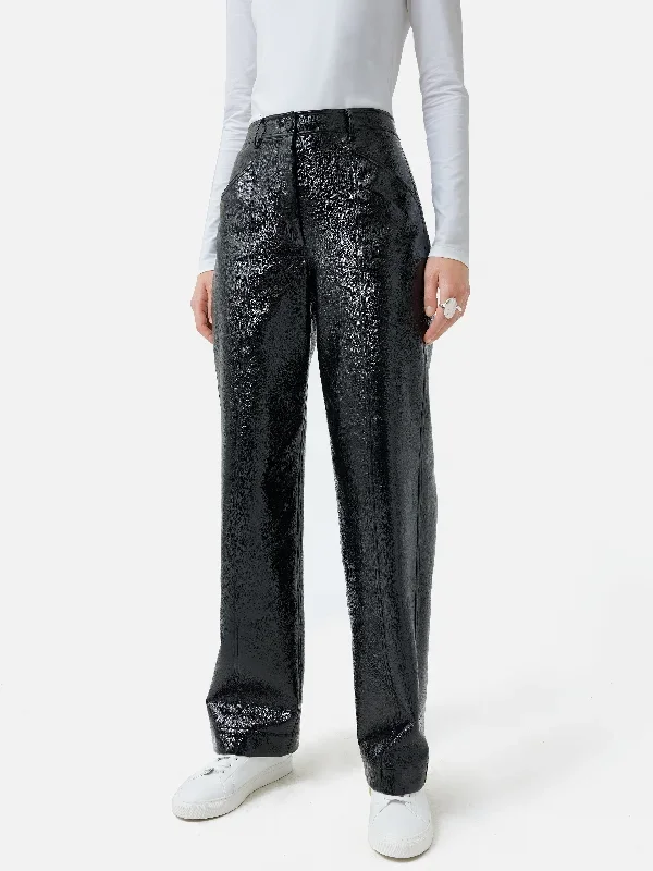 Patent Hatton Trouser | Black