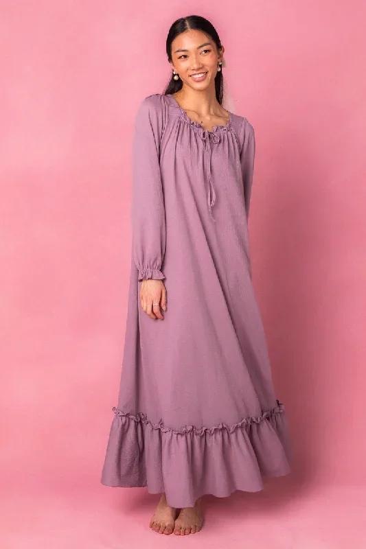 Petra Long Sleeve Night Dress in Purple