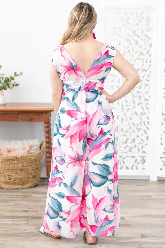 pink-tropical-floral-print-chiffon-jumpsuit