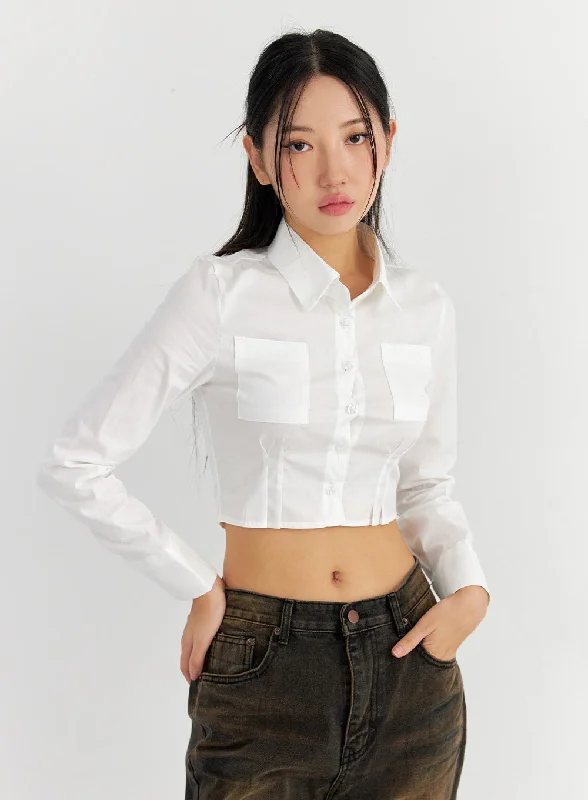 Pintuck Cropped Shirt CO327