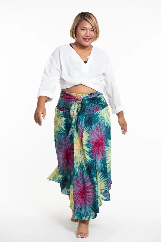 Plus Size Firework Handkerchief Midi Skirt in Turquoise