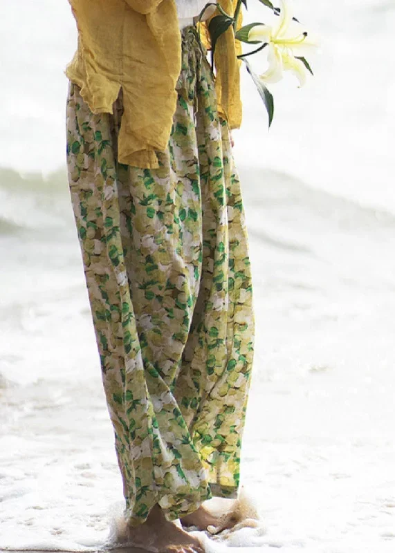 plus-size-green-print-tie-waist-linen-wide-leg-pants-summer