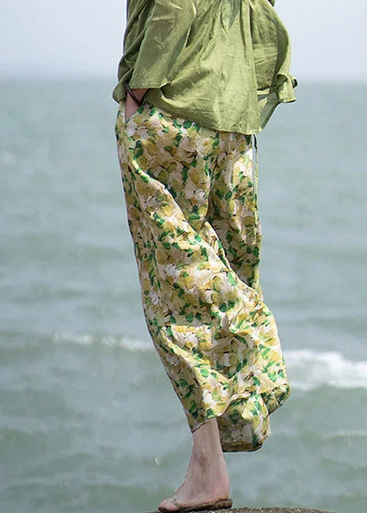 plus-size-green-print-tie-waist-linen-wide-leg-pants-summer