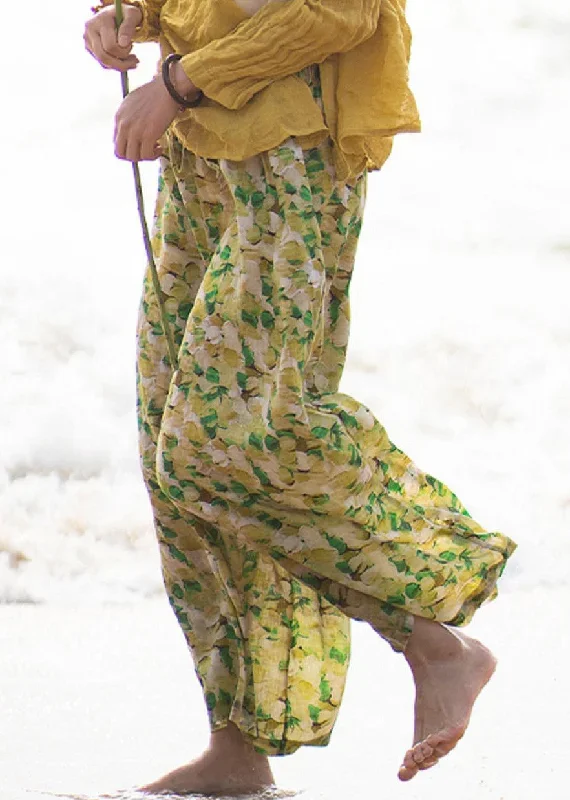 plus-size-green-print-tie-waist-linen-wide-leg-pants-summer