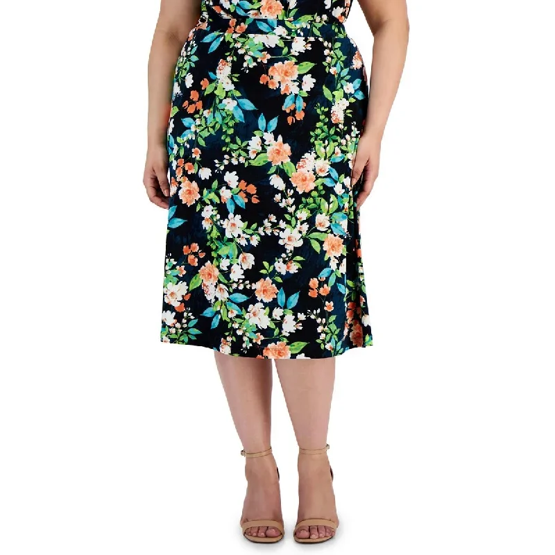 plus-womens-knee-length-floral-print-a-line-skirt