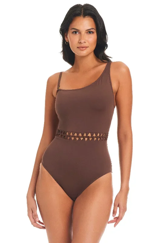 Pulling Strings One Shoulder One Piece Swimsuit