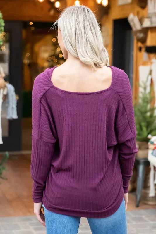 purple-cowl-neck-waffle-knit-top