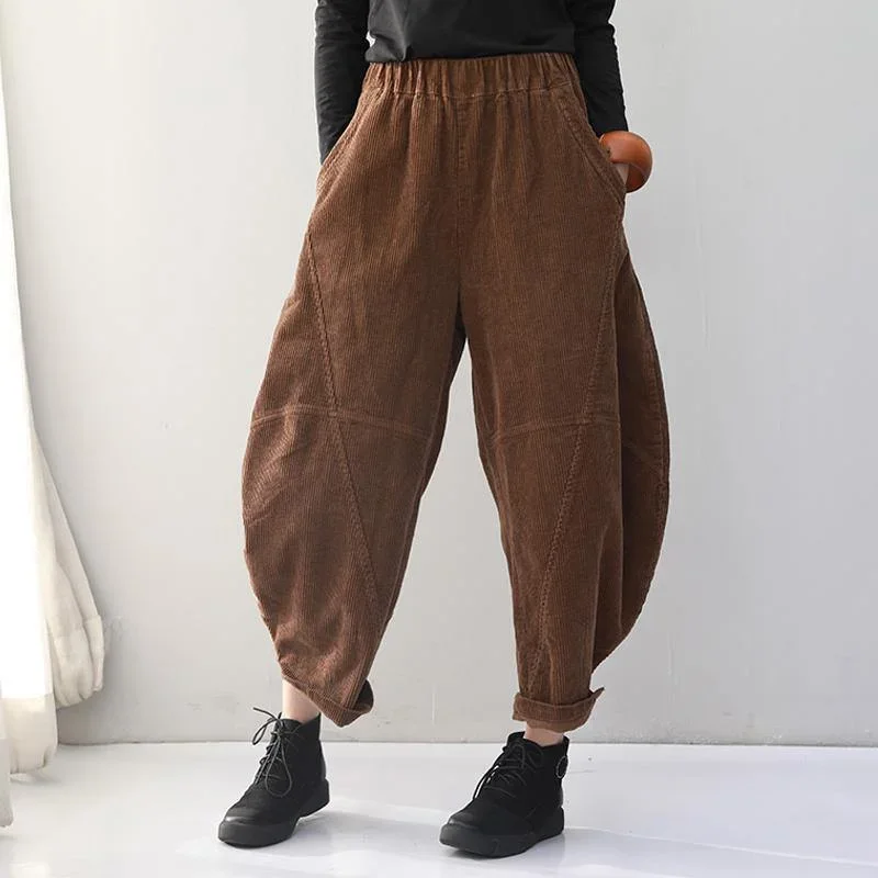 Retro Plus Size Corduroy Harem Pants