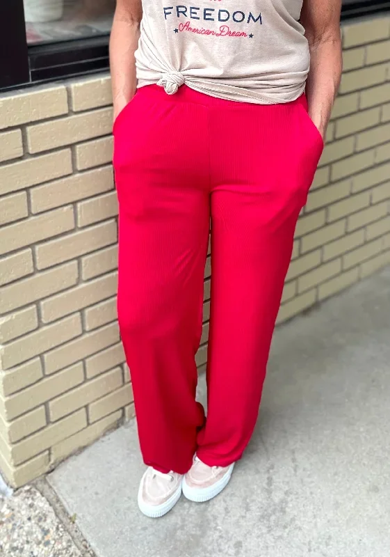 Rhodes Ribbed Red Pants