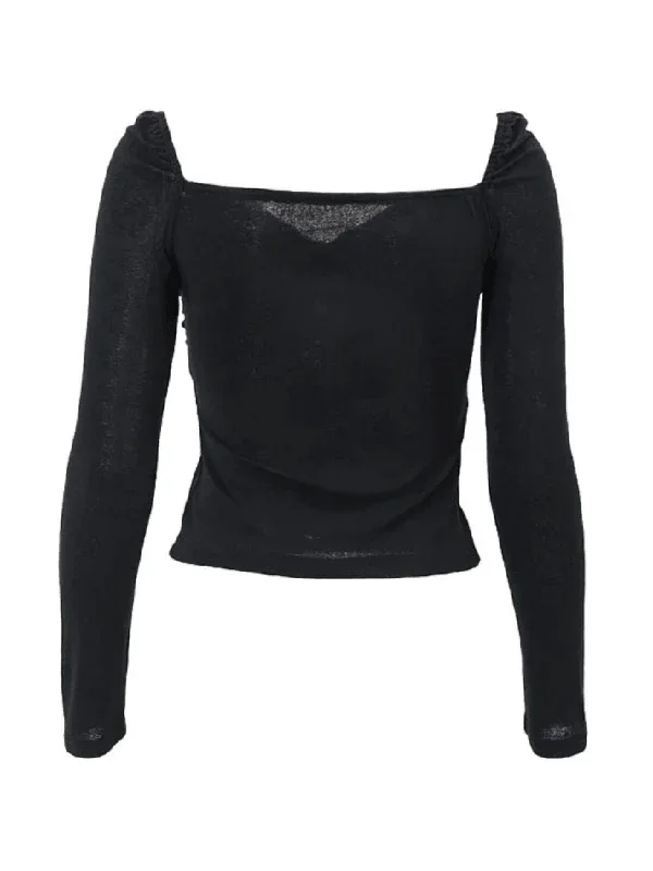 ruched-solid-color-long-sleeve-crop-top