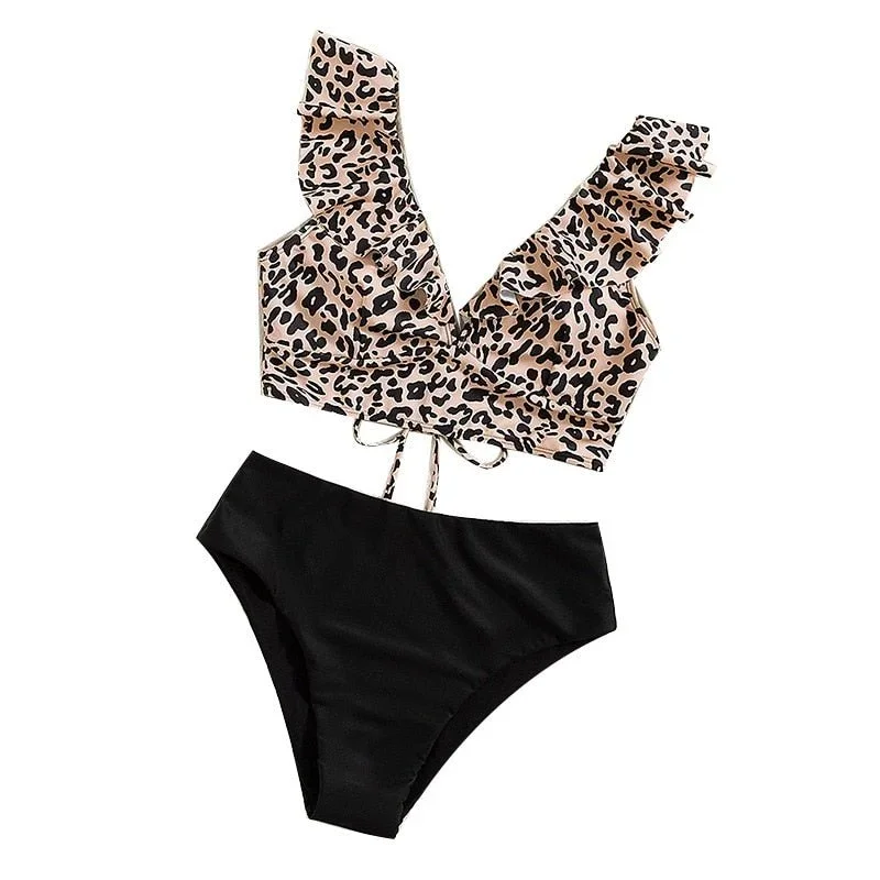 Ruffle Leopard Bikini