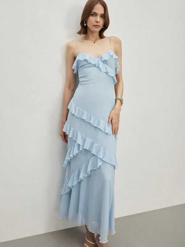 ruffled-spaghetti-strap-long-dress