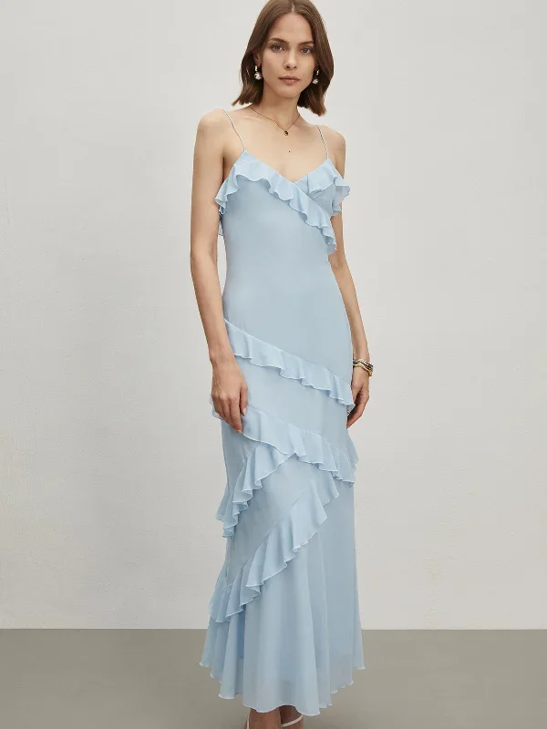 ruffled-spaghetti-strap-long-dress