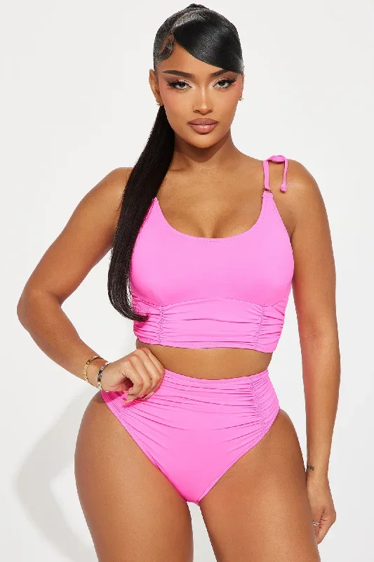 Sandy Castles Ruched 2 Piece Bikini - Hot Pink