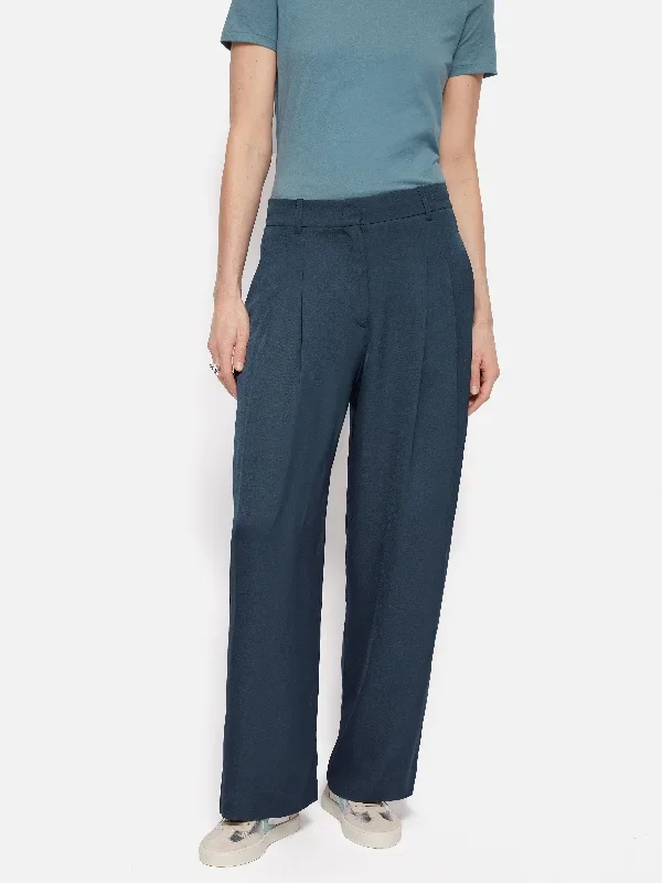 Satin Pleat Trouser | Blue