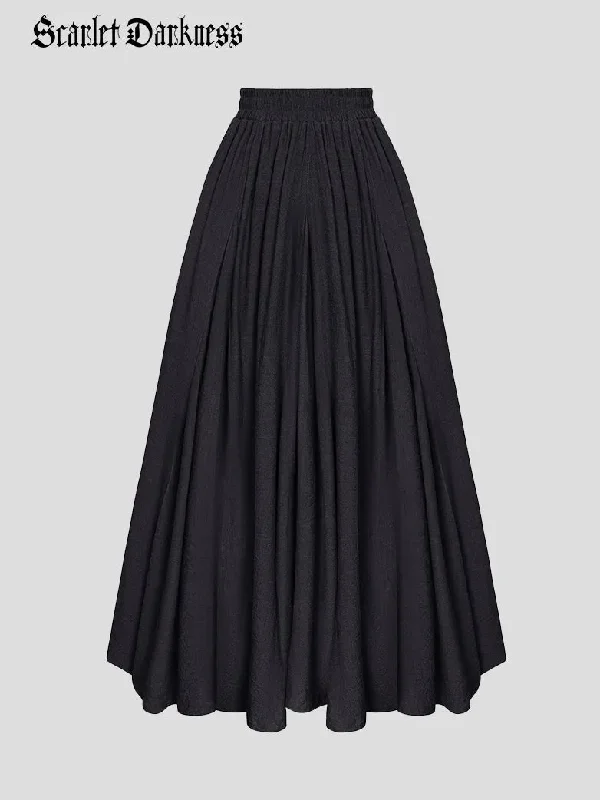 scarlet-darkness-women-renaissance-swing-skirt-elastic-high-waist-flared-a-line-maxi-skirt