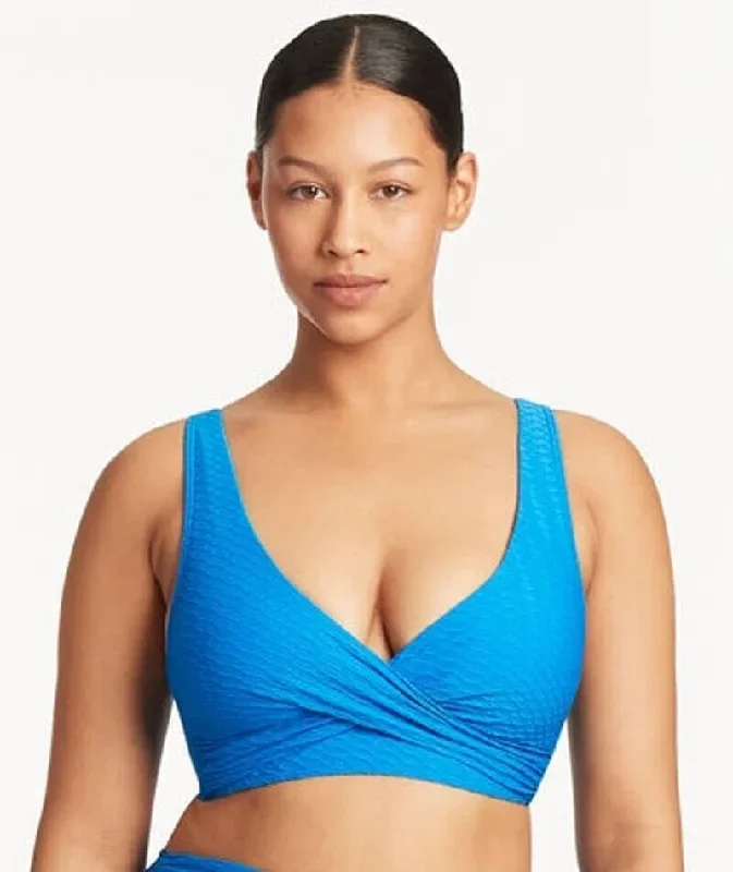 Sea Level Honeycomb Cross Front A-DD Cup Bikini Top - Capri