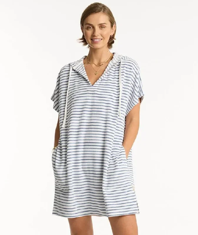 Sea Level  Overswim Surf Poncho - Denim Stripe