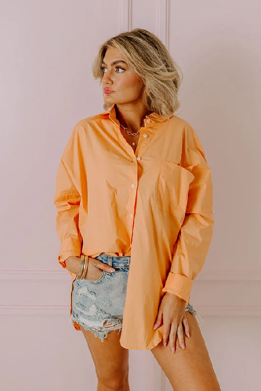 Sending Good Luck Button Up Top In Orange