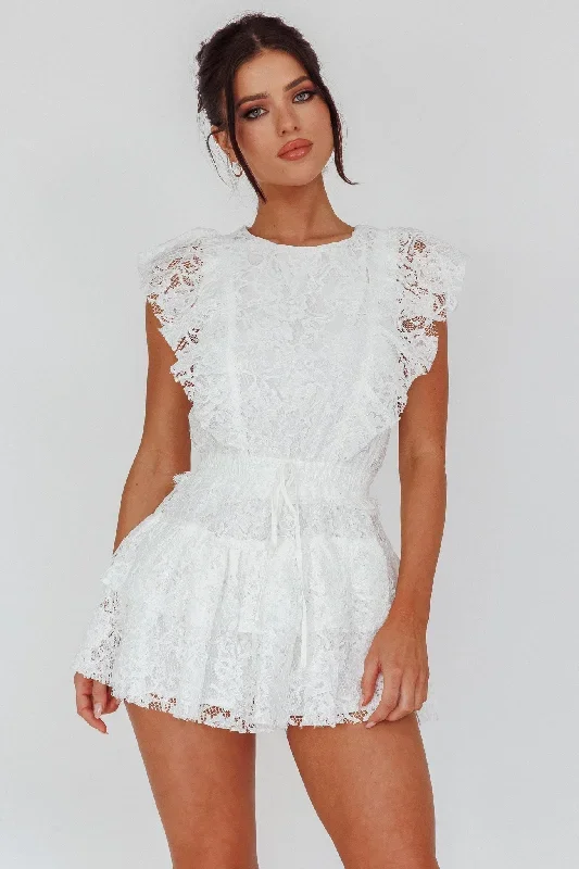 Sevila Sleeveless Lace Romper White