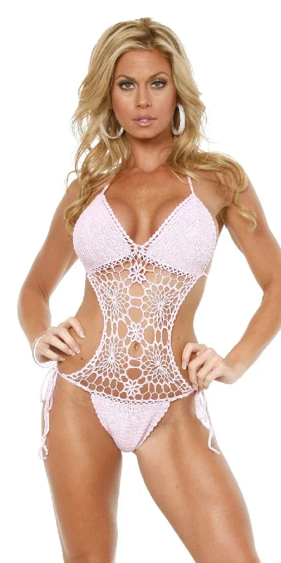 Sexy Flower Power Crochet One Piece Swim Suit