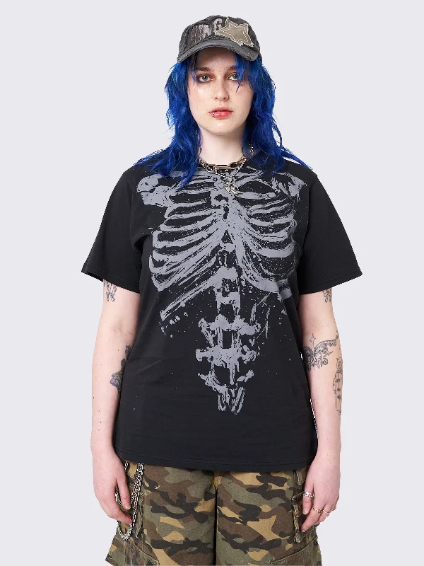 Shadowed Bones Black Graphic T-shirt