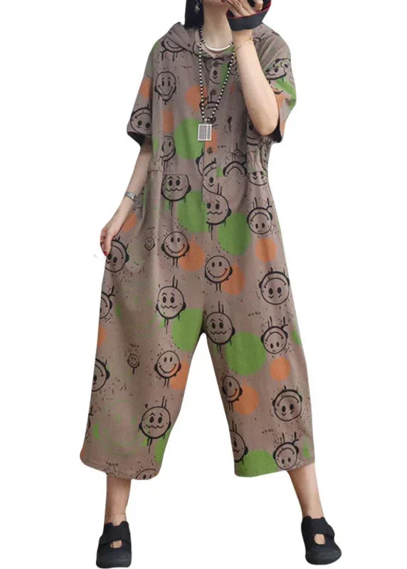 simple-khaki-hooded-print-cotton-jumpsuits-half-sleeve