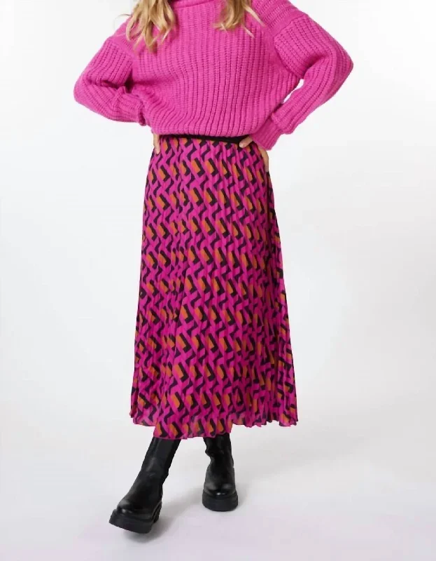 Skirt Plisse Geo In Magenta