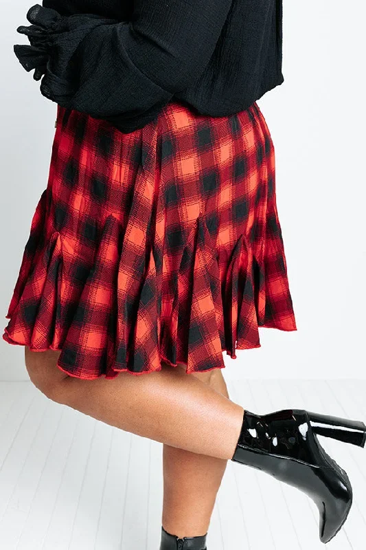 Small Town Holiday Skirt In Red Curves