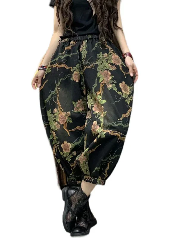 spring-new-print-elastic-waist-denim-lanterns-pants