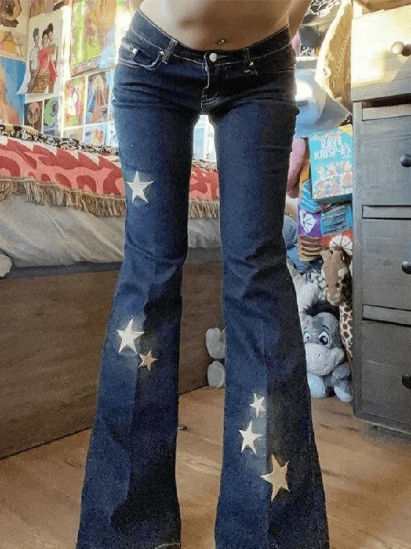 BerryBetty - Star Embroidered Flare Jeans