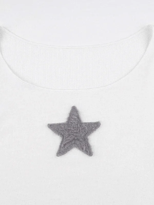 star-patch-long-sleeve-cropped-knit-top