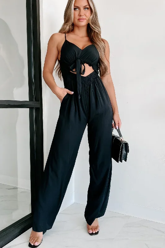 Staying In The Sun Cut-Out Jumpsuit (Black)