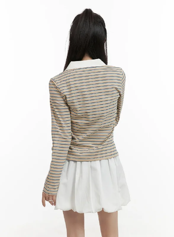 striped-buttoned-collar-long-sleeve-cy407