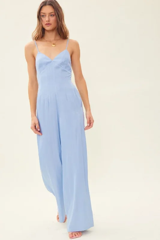 Sunset and Swim  Idem Ditto Drawstring Back Sleeveless Wide Leg Jumpsuit