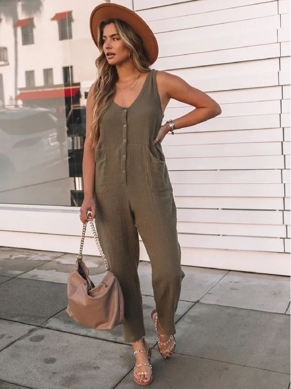 Sunset and Swim  Plus Size Scoop Neck Wide Strap Jumpsuit