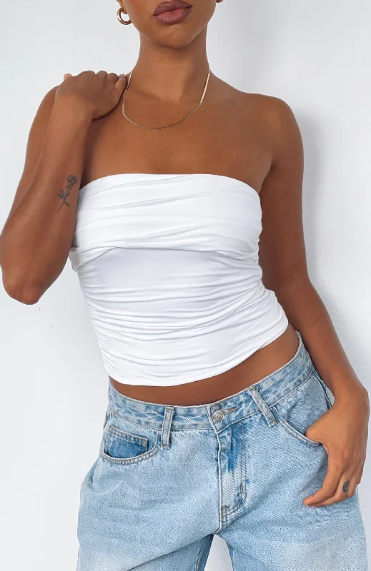 Sweet Escape Strapless Top White