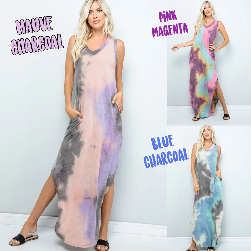 Tie dye French Terry jersey dress- Assorted Colors