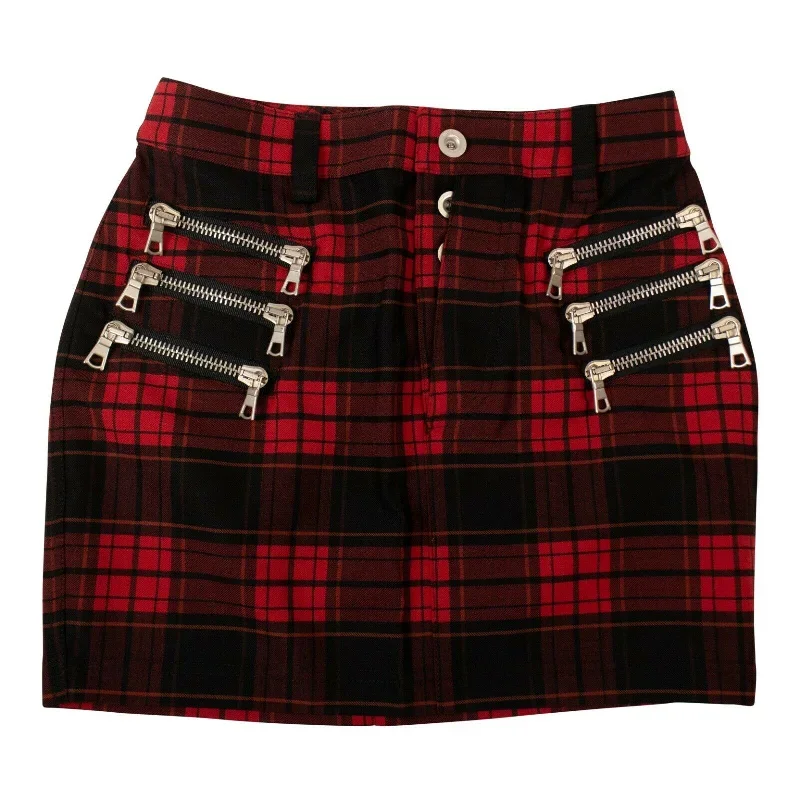 Unravel Project Checked Mini Skirt - Red/Black